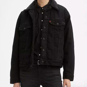LIKE NEW - Levi's Black Sherpa Trucker Jacket